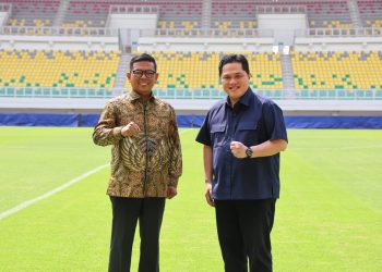 Gubernur Banten Andra Soni dan Ketua Umum PSSI Erick Thohir Tinjau Stadion Internasional Banten