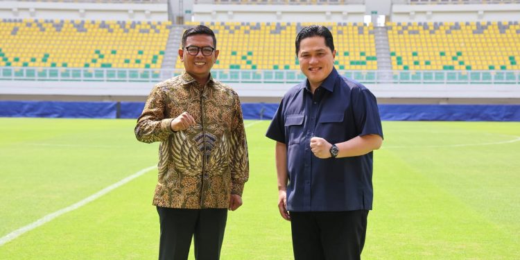 Gubernur Banten Andra Soni dan Ketua Umum PSSI Erick Thohir Tinjau Stadion Internasional Banten